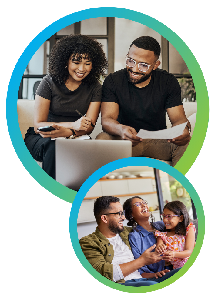 happy couple and family 